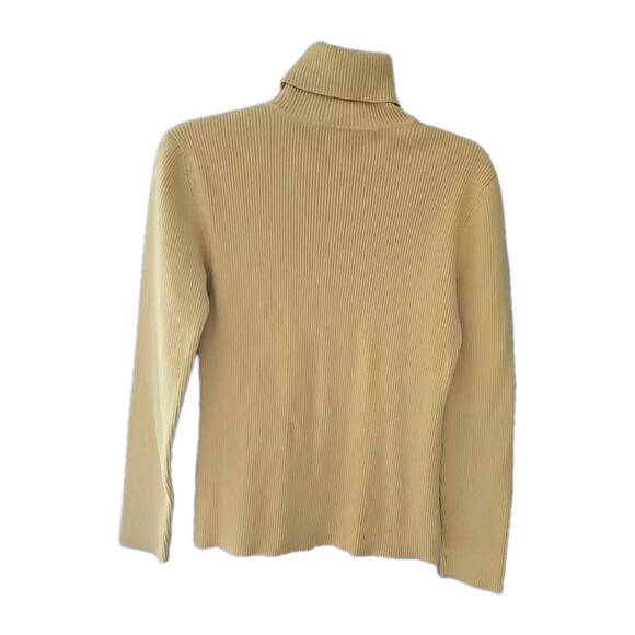 Vintage Y2K Tommy Hilfiger Yellow Turtleneck Preppy Sweater Womans Size Medium - Picture 2 of 5